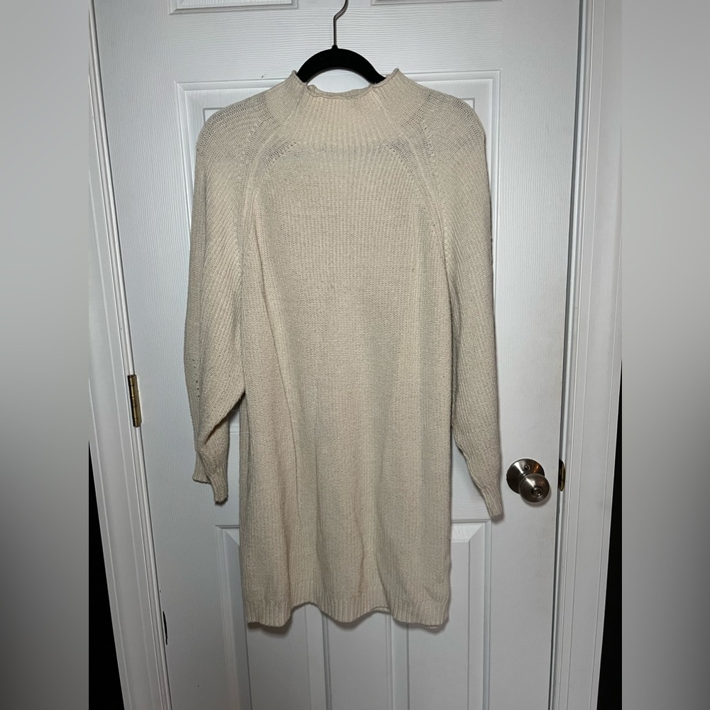 Beige Long Sleeve Sweater Dress